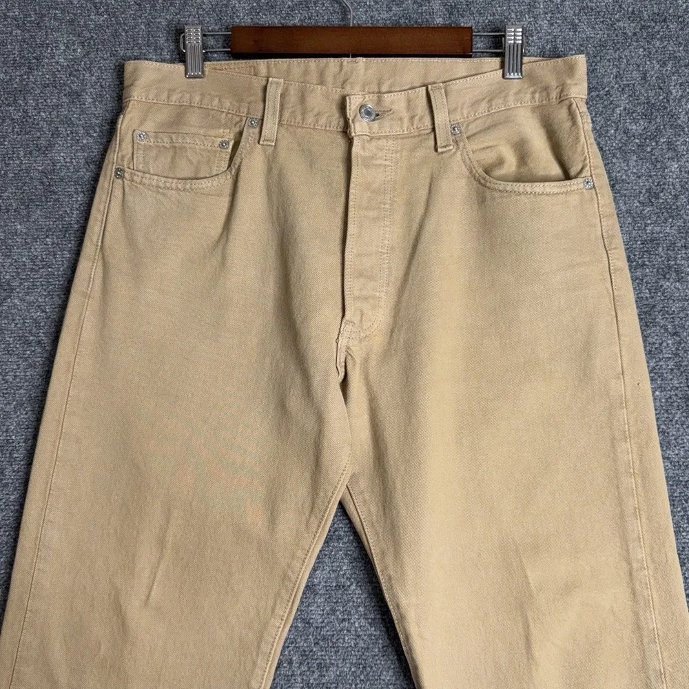 Vintage Levis 501 Jeans Mens 34x30 Brown Button Fly Straight Leg Denim Y2K
